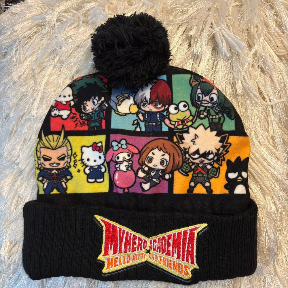 My Hero ACADEMIA Hello Kitty & Friends Panel Pom Beanie Cap Hat 14 & Older